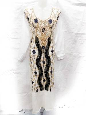 Off-white embroidered georgette fustan 1