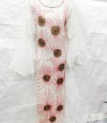 Off-white embroidered georgette fustan