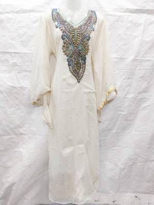 Off-white embroidered georgette fustan 1