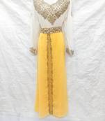 Off-white embroidered georgette fustan