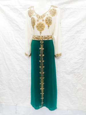 Off-white embroidered georgette fustan 1