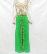 Off-white embroidered georgette fustan