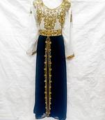 Off-white embroidered georgette fustan