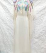 Off-white embroidered georgette fustan