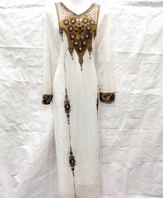 Off-white embroidered georgette fustan 1