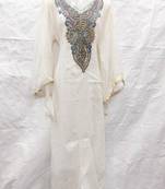 Off-white embroidered georgette fustan