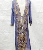 Off-white embroidered georgette fustan