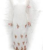 Off-white embroidered georgette fustan