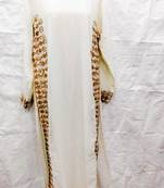 Off-white embroidered georgette fustan