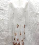 Off-white embroidered georgette fustan