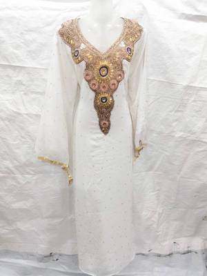 Off-white embroidered georgette farasha 1