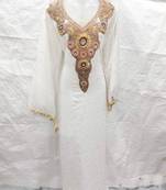 Off-white embroidered georgette farasha