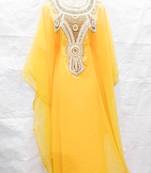 Yellow embroidered georgette farasha