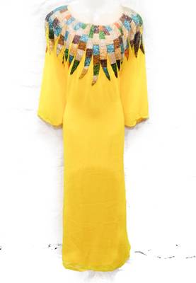 Yellow embroidered georgette farasha 1