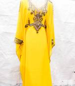 Yellow embroidered georgette farasha