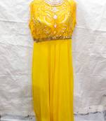 Yellow embroidered georgette farasha