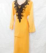 Yellow embroidered georgette farasha