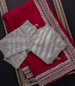 Red embroidered organza saree with blouse