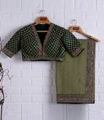 Green embroidered organza saree with blouse