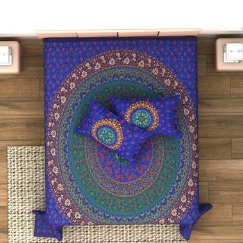 Jaipuri Print Cotton Mandala Double Badsheet  240 TC With 2 Pillow Cover 1