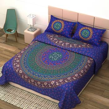 Jaipuri Print Cotton Mandala Double Badsheet  240 TC With 2 Pillow Cover 3