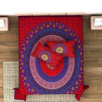Jaipuri Print Cotton Mandala Double Badsheet  240 TC With 2 Pillow Cover 1