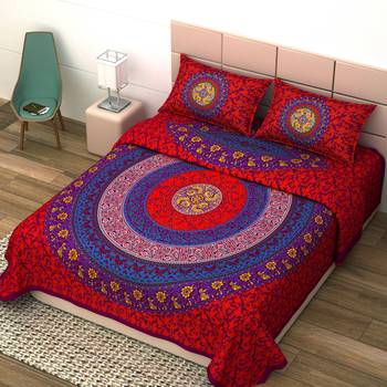 Jaipuri Print Cotton Mandala Double Badsheet  240 TC With 2 Pillow Cover 3