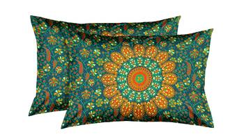 Jaipuri Print Cotton Mandala Double Badsheet Mirchi 240 TC With 2 Pillow Cover 2