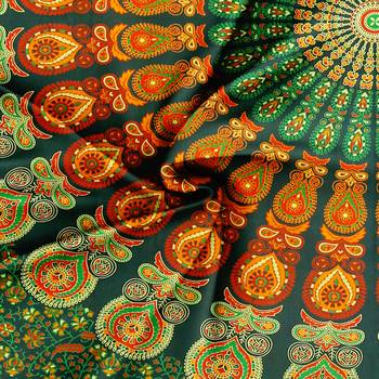 Jaipuri Print Cotton Mandala Double Badsheet Mirchi 240 TC With 2 Pillow Cover 3