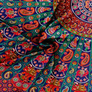 Jaipuri Cotton Mandala Double Badsheet Animal with Gujri Print 240 TC With 2 Pillow Cover Size/ 90 X 108 Inch 2