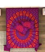 Jaipuri Print Cotton Mandala Double Badsheet  ZigZag 240 TC With 2 Pillow Cover Size/ 90 X 108 Inch, Color -Crimson Red