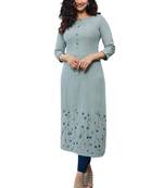 Grey embroidered cotton cotton-kurtis