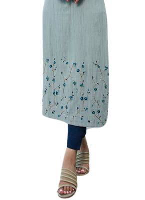 Grey embroidered cotton cotton-kurtis 3