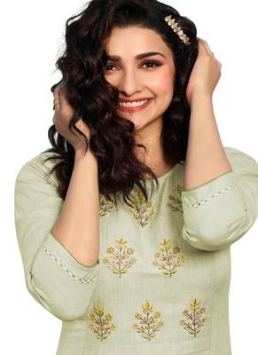 Beige embroidered cotton cotton-kurtis 2