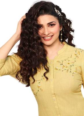 Yellow embroidered cotton cotton-kurtis 2