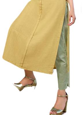 Yellow embroidered cotton cotton-kurtis 3