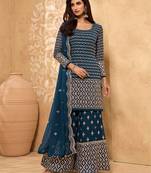 Blue zari georgette salwar