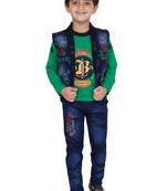 Green plain cotton boys-suit