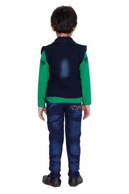 Green plain cotton boys-suit 2
