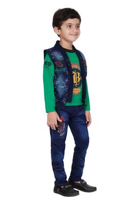 Green plain cotton boys-suit 3