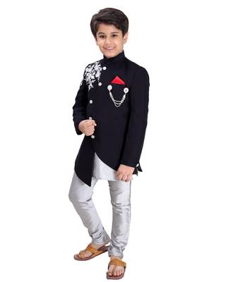 fourfolds boy's silver indo western 1