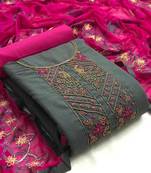 VredeVogel Cotton Embellished, Embroidered Salwar Suit Material  (Unstitched)