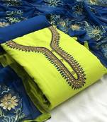 VredeVogel Cotton Embellished, Embroidered Salwar Suit Material  (Unstitched)