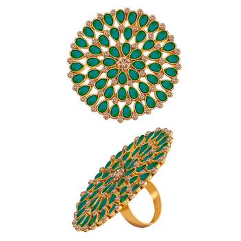 Adjustable Round Gold Tone Stylish Finger Ring For Women And Girl 2