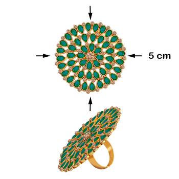 Adjustable Round Gold Tone Stylish Finger Ring For Women And Girl 3