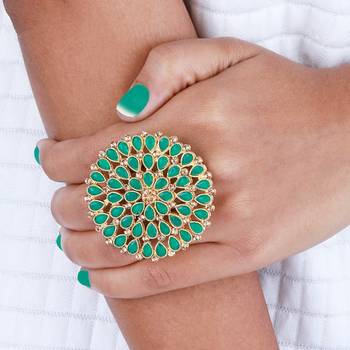 Adjustable Round Gold Tone Stylish Finger Ring For Women And Girl 4