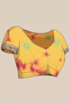   Yellow Hand Crafted shibori tie & dye/Bandhani art chiffon saree