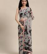 Black Hand Crafted shibori tie & dye/Bandhani art chiffon saree
