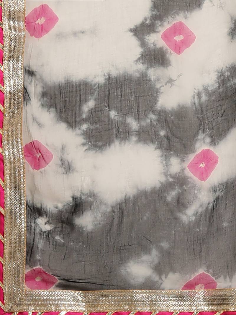 Black Hand Crafted shibori tie & dye/Bandhani art chiffon saree