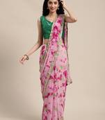 Pink Hand Crafted shibori tie & dye/Bandhani art chiffon saree